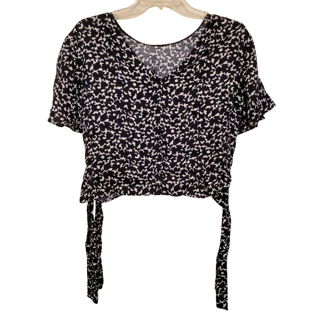Zara Side Tie Viscose Pattern Blouse